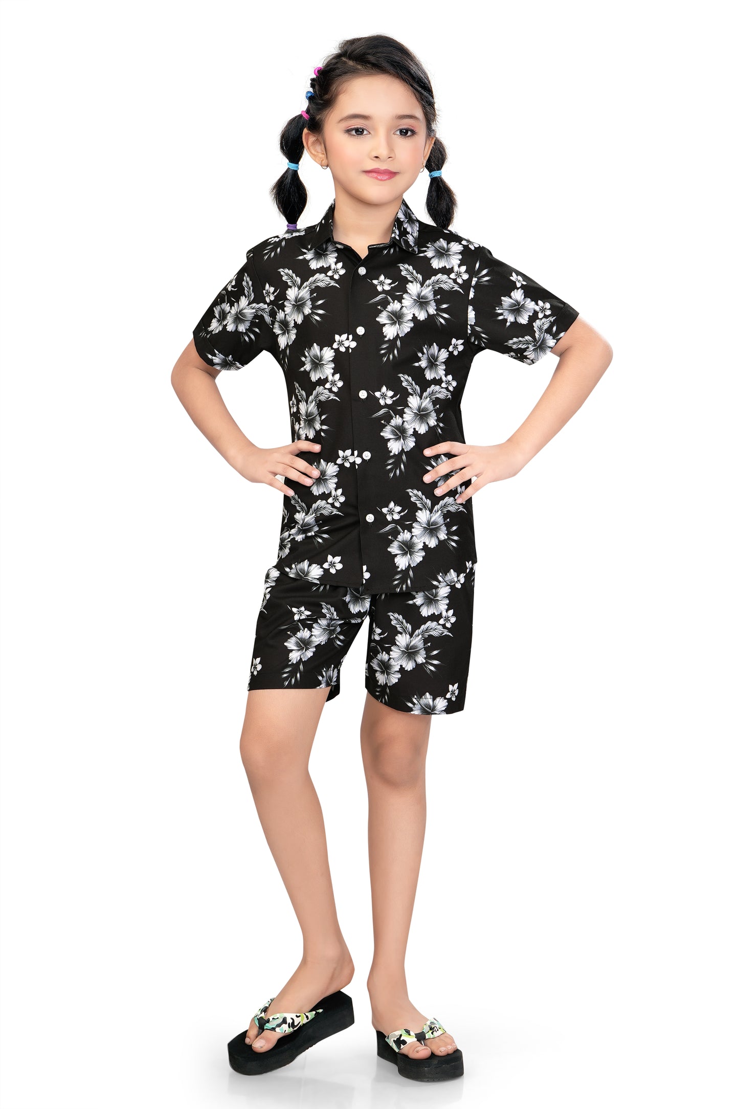 Black-and-White-Floral-Printed-Girls-Co-Ord-Set-Club96