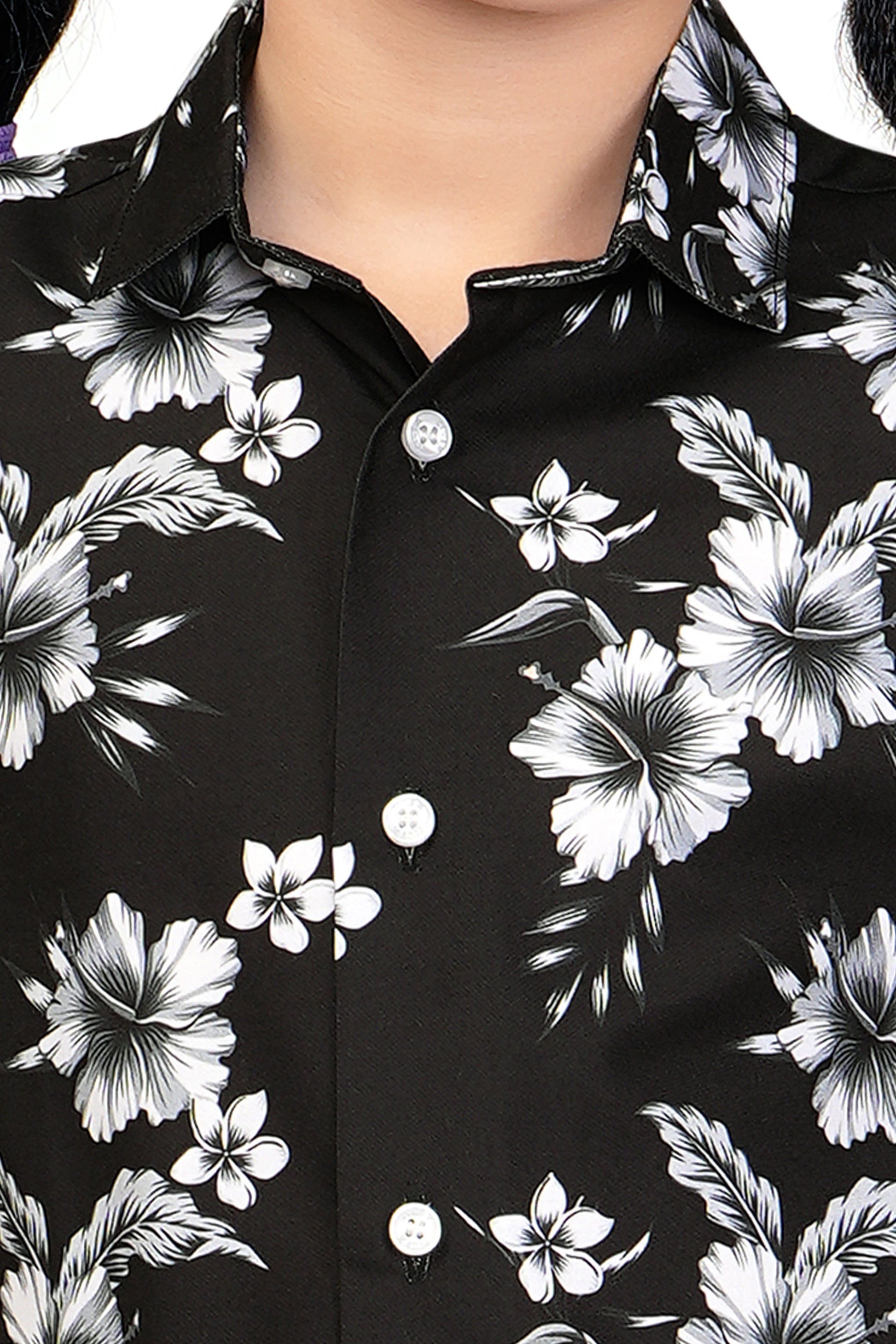 Black-and-White-Floral-Printed-Girls-Co-Ord-Set-ZoomView