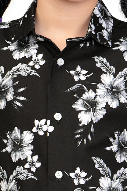 Black-and-White-Floral-Printed-Girls-Co-Ord-Set-ZoomView