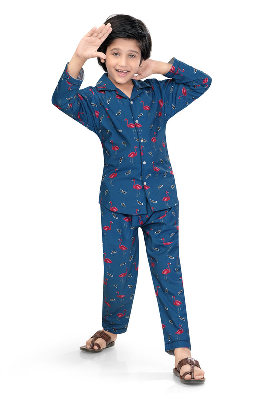 Black-Grid-Checks-Printed-Cotton-Nightsuit-Set