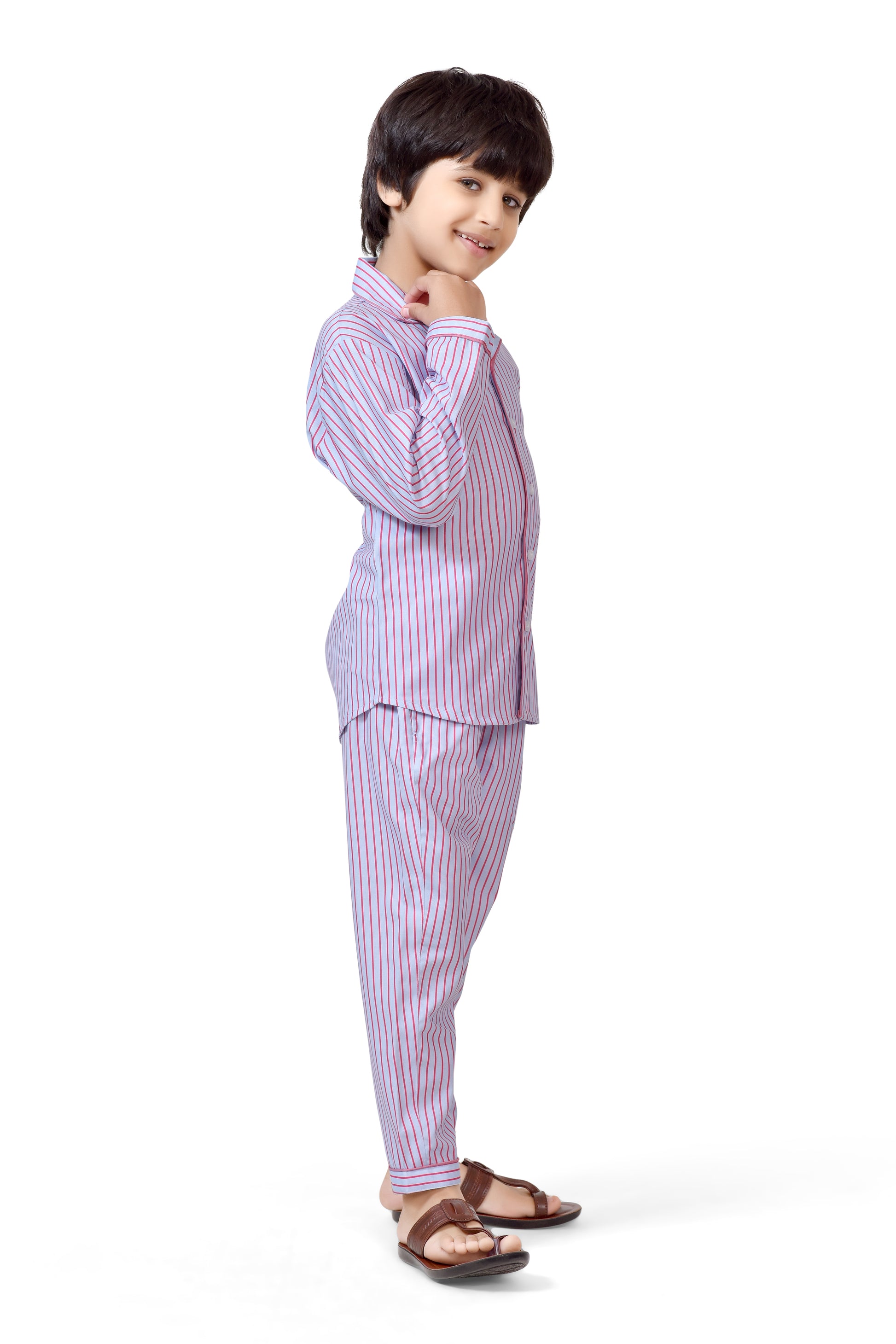 Blue & Pink Stripe Printed Boys Night Dress - Stylist