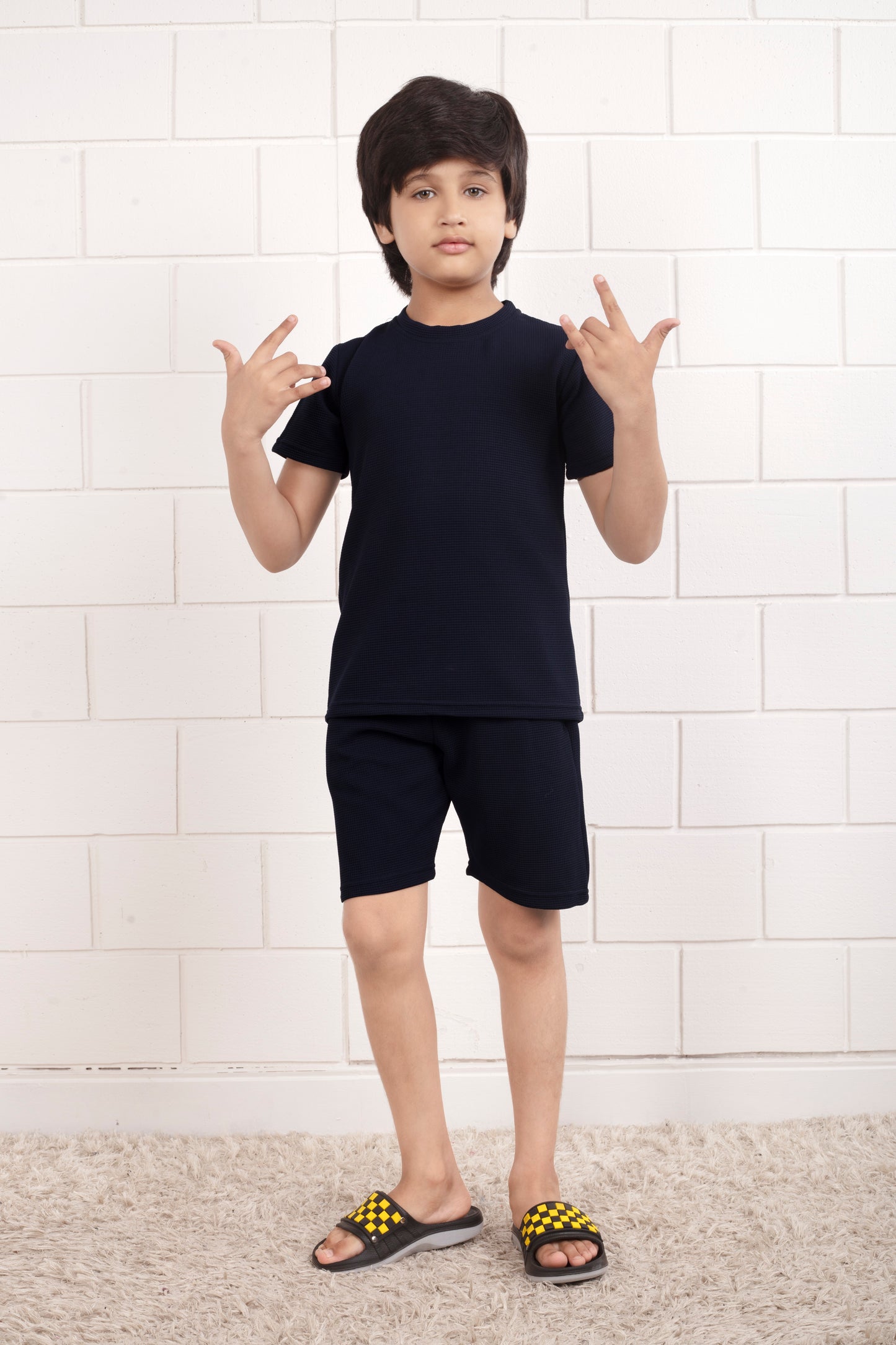Blue_Pure_Cotton_waffle_kids_shorts_set_for_boy