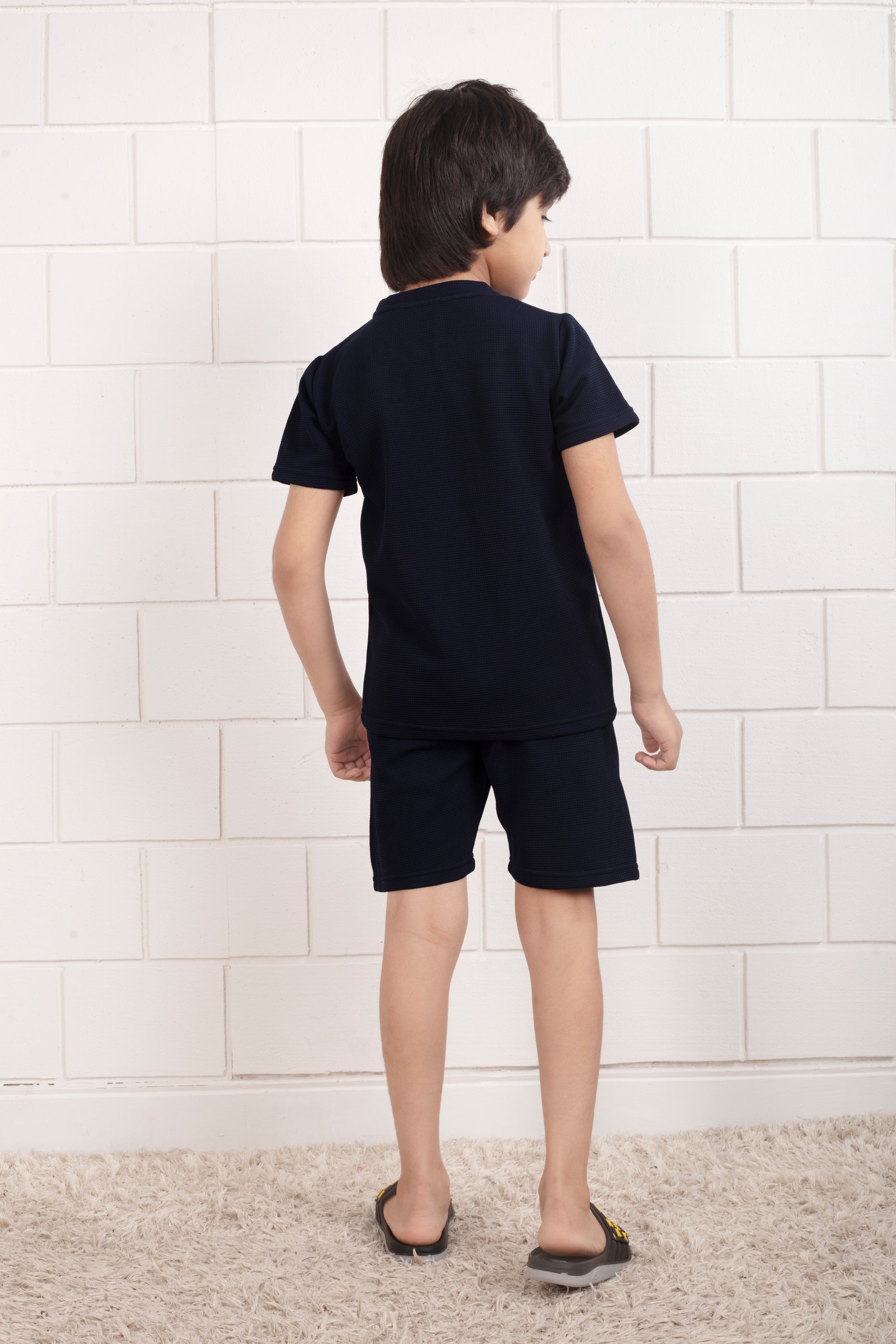 Blue_Pure_Cotton_waffle_kids_shorts_set_for_boy - BackView