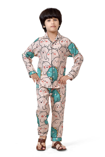 Cute Cartoon Printed Kids Boys Cotton Night Suit Set