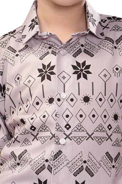 Geometric Tribal Printed Girls Cotton Co Ord Set