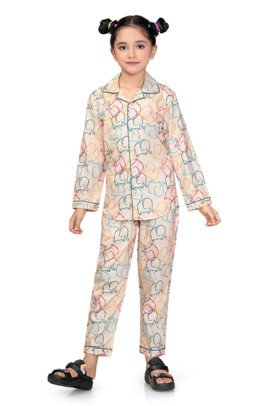 Elephant-Print-Cotton-Girl-Nightsuit-Set-SideView