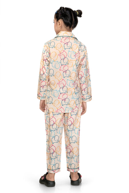 Elephant-Print-Cotton-Girl-Nightsuit-Set-Backview