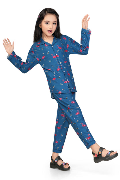 Flamingo-Print-Cotton-Girl-Night-suit-set-Stylish
