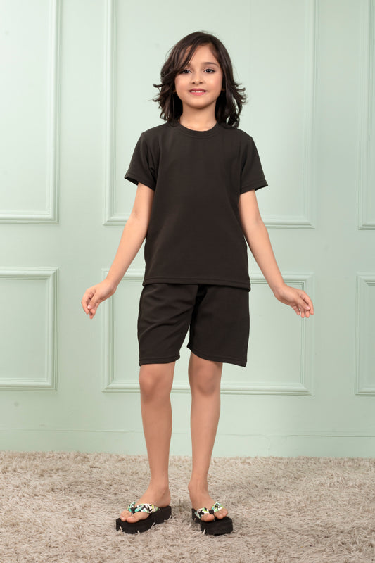 Green_color_Pure_Cotton_Waffle_cute_Girls_shorts_set