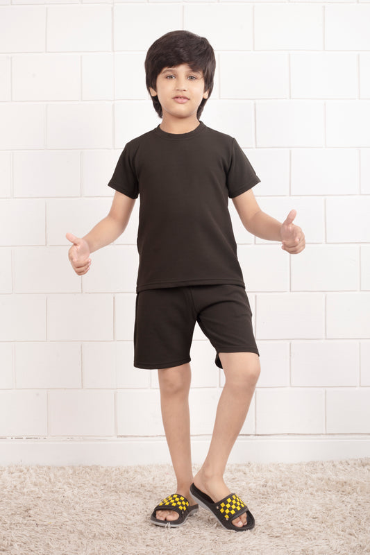 Green_color_Pure_Cotton_Waffle_shorts_set - FrontView