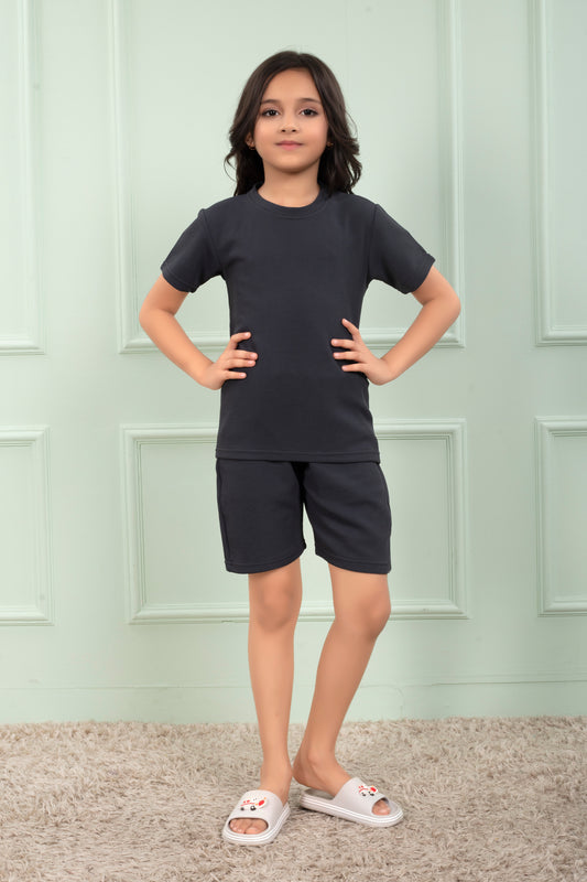 Grey_color_cotton_cute_Girls_night_suit_shorts_set 