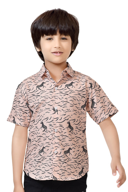 Horse Printed Pure Cotton Half Sleeve Shirt For Boys – Club96.in