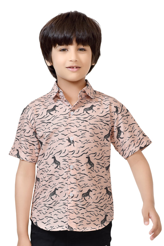 Horse Printed Pure Cotton Half Sleeve Shirt For Boys – Club96.in