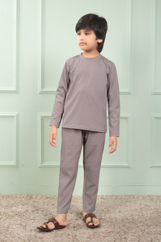 Grey color Mario rib cute pajama sets