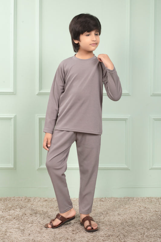 Grey color Mario rib cute pajama sets