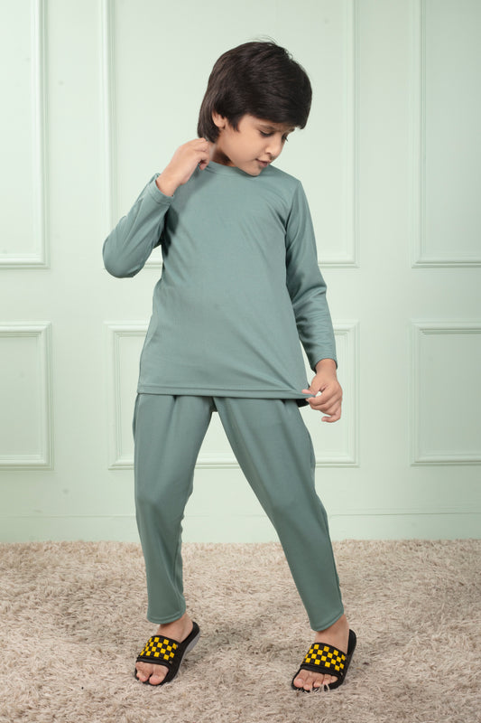 Light Green  Mario rib cotton cute pajama sets
