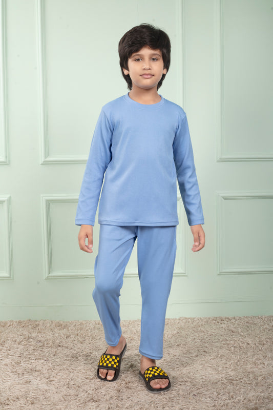 Mario rib cotton Sky Blue color Pajama set