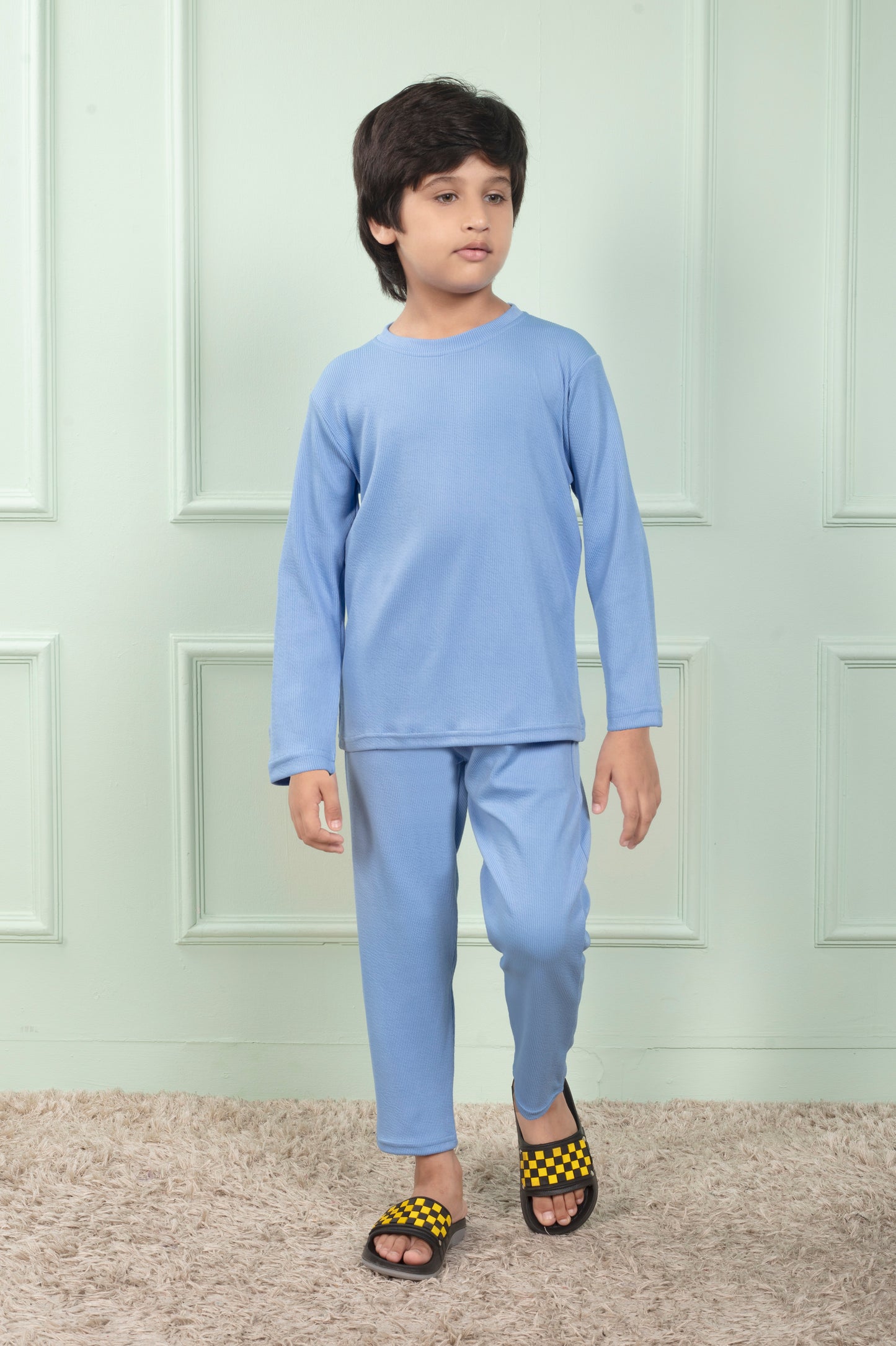 Mario rib cotton Sky Blue color Pajama set