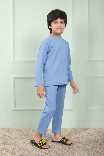 Mario rib cotton Sky Blue color Pajama set