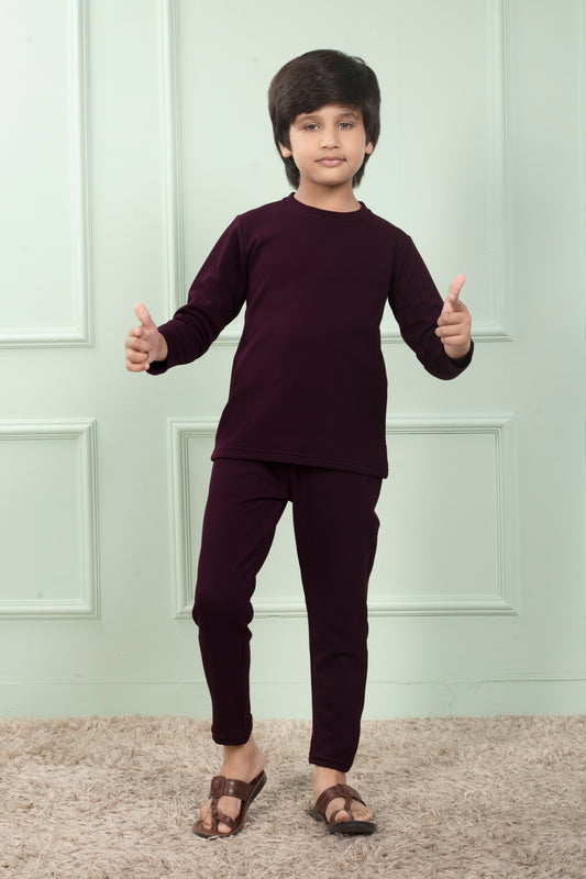 Maroon color cotton waffle cute pajama sets