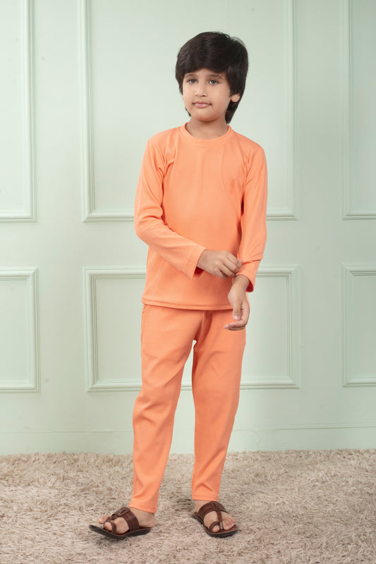 Mario rib cotton Orange color kids pajamas