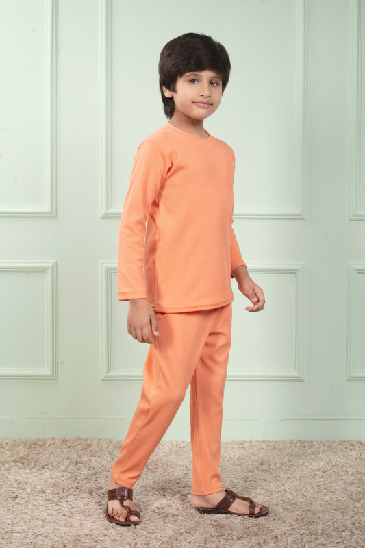 Mario rib cotton Orange color kids pajamas