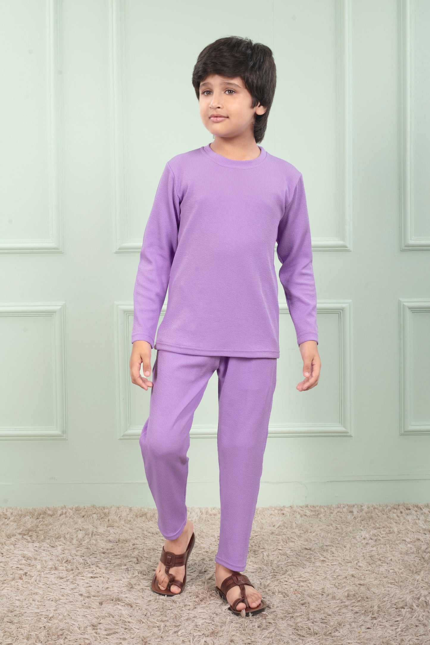Purple color cotton Mario rib cute pajama sets