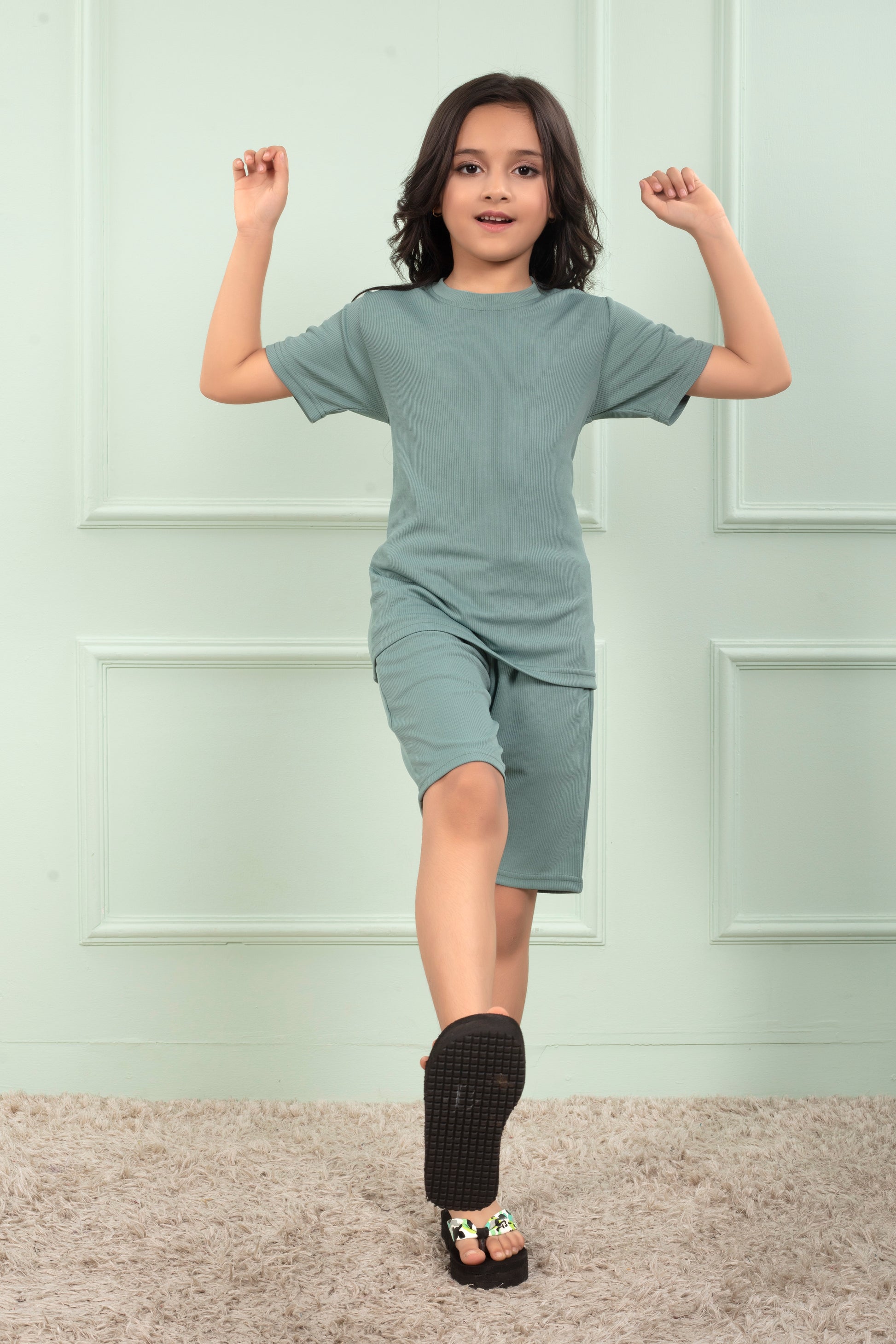 Light_Green_cotton-cute_shorts_co_ord_set - Stylish