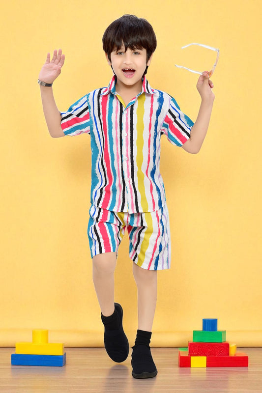 Multicolor Printed Summer Cotton Co-Ord Set for Boys