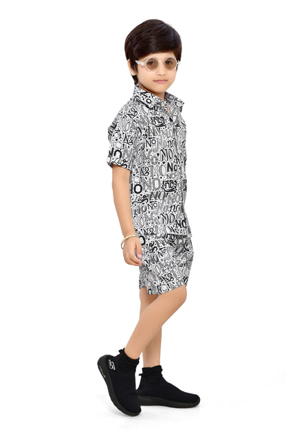 Black And White Unique Printed Cord Set for Boys