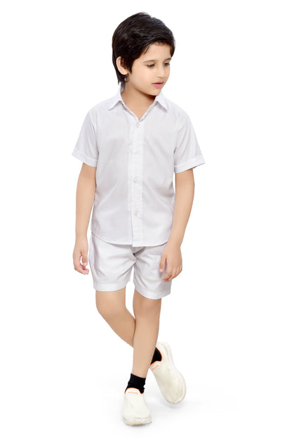 White Imported Cotton Cord Set for Boys