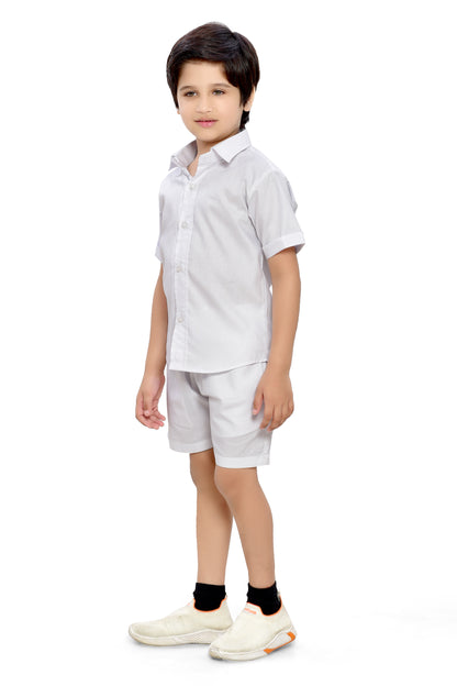 White Imported Cotton Cord Set for Boys