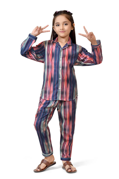 Striped Rainbow Pajama Set for Girls – Comfortable Sleepwear