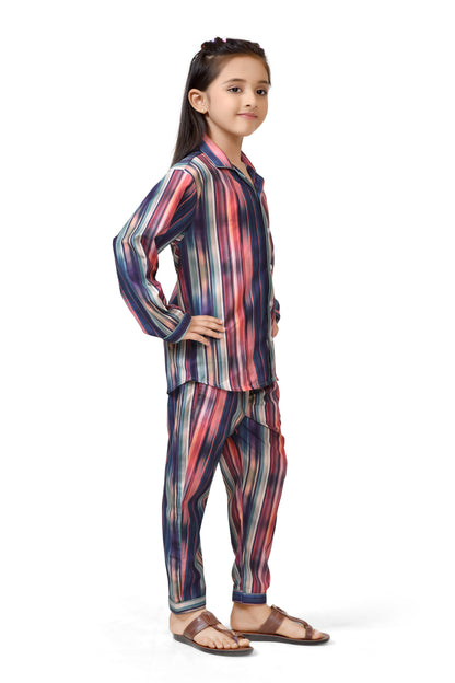 Striped Rainbow Pajama Set for Girls – Comfortable Sleepwear