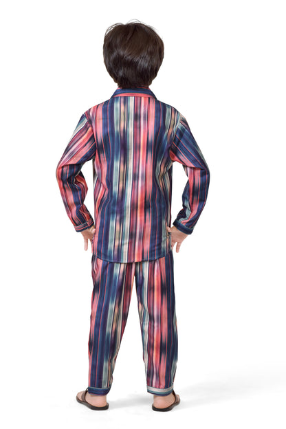 Colorful Striped Boys' Night Suit – Soft and Stylish Sleepwear