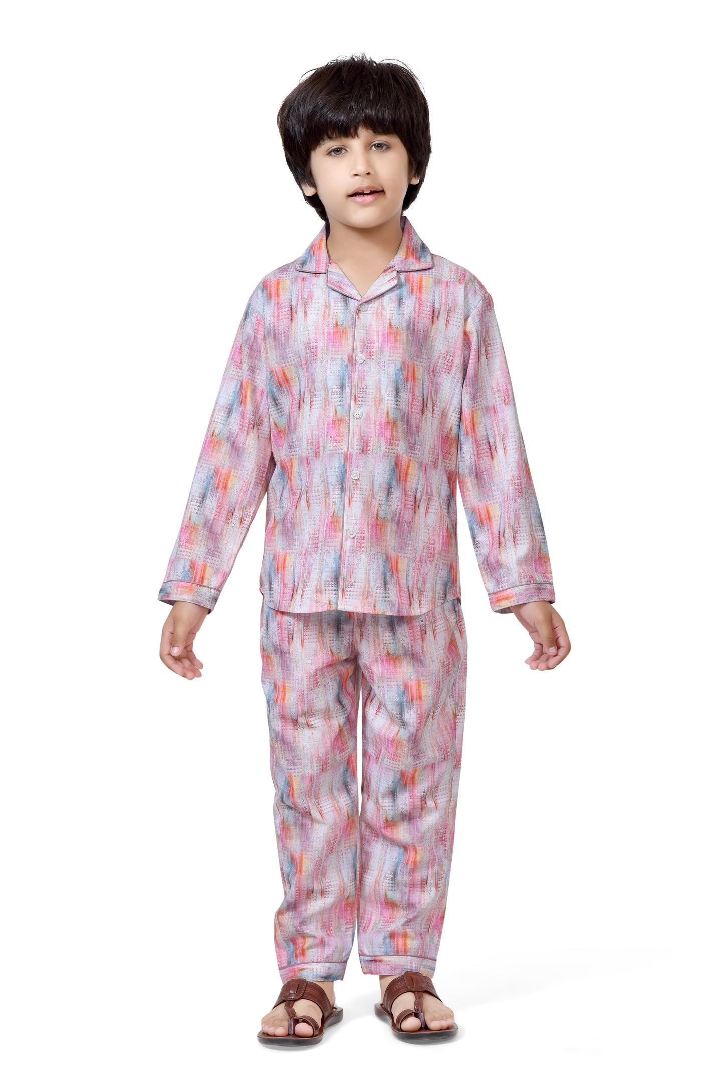 Multicolor Printed Boys' Night Suit – Soft and Cozy Sleepwear