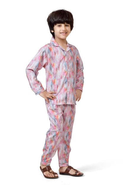 Multicolor Printed Boys' Night Suit – Soft and Cozy Sleepwear