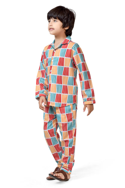 Vibrant Multicolor Boys' Night Suit – Soft and Stylish Sleepwear