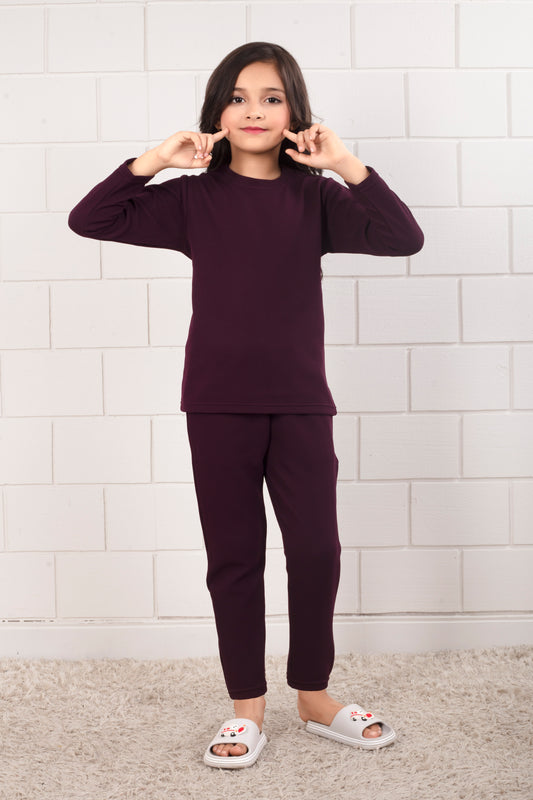 Maroon_color_cotton_waffle_Girl_pajama_sets - CutePayjama Set