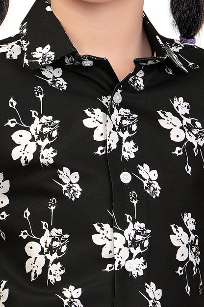 Monochrome-Floral-Printed-Girls-Cotton-Co-Ord-Set-ZOOMVIEW