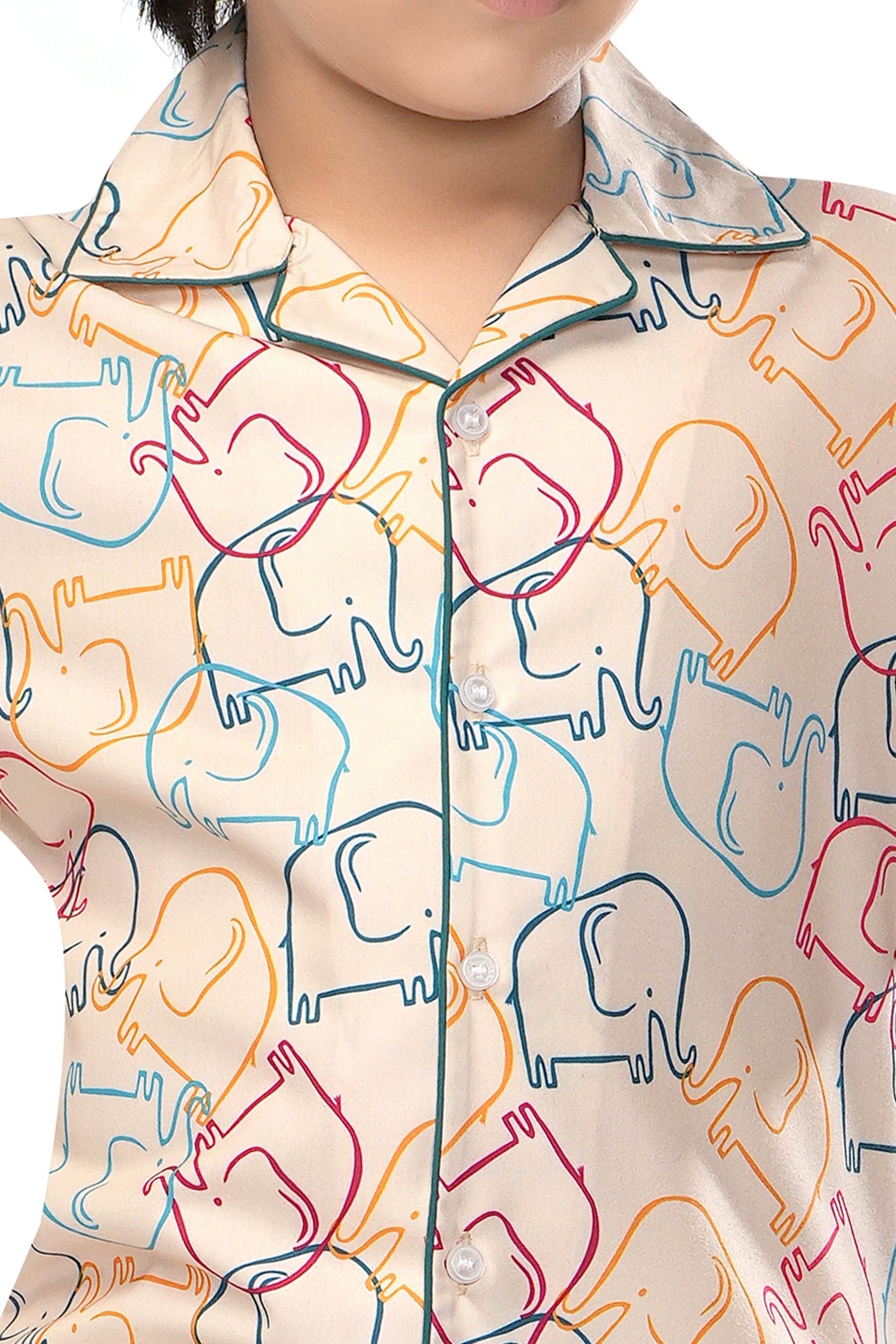 Multicolor-Elephant-Print-Cotton-Nightsuit-Set-ZoomView