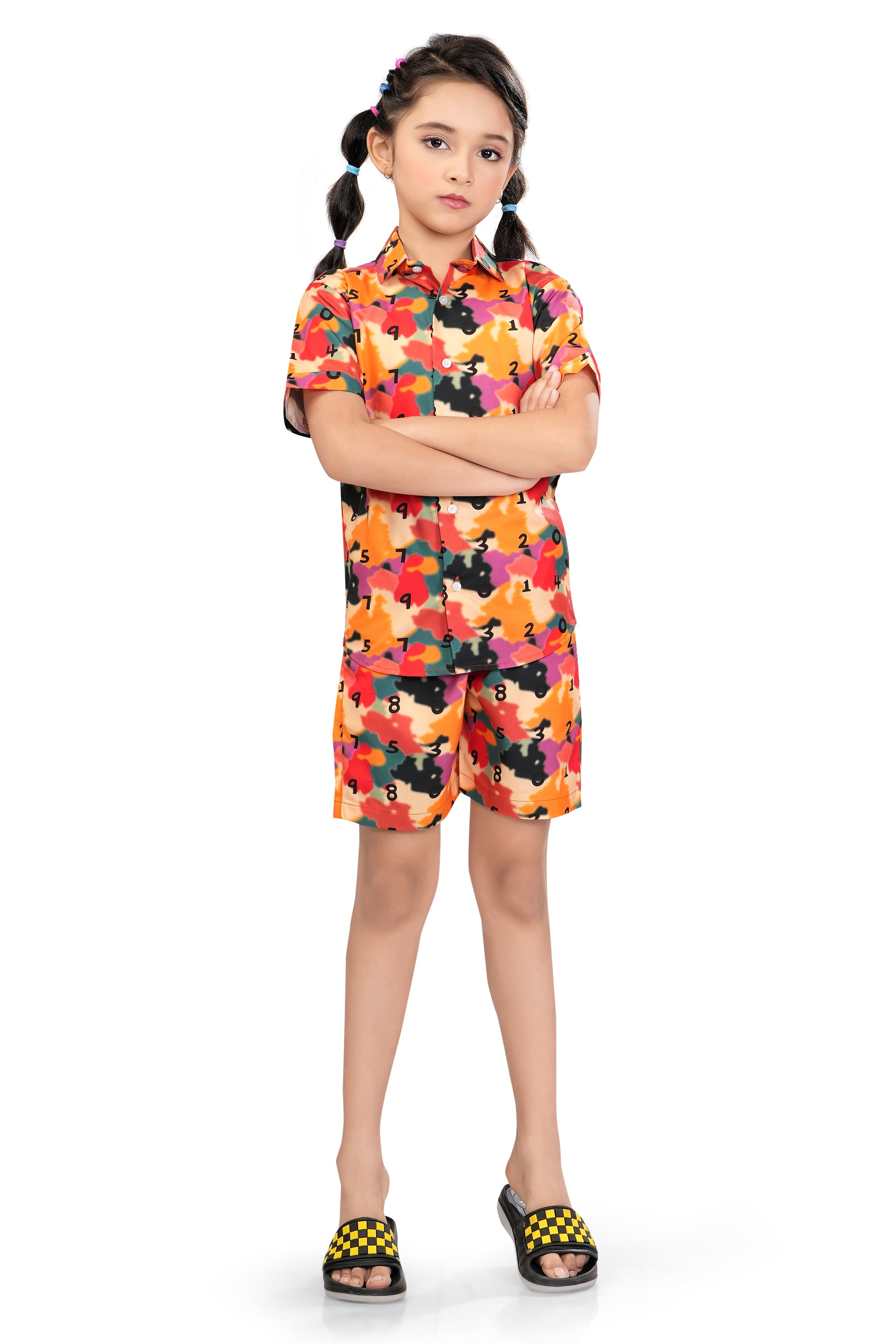 Multicolor-camouflage-Printed-Girls-Cotton-Co-Ord-Set-FrontView
