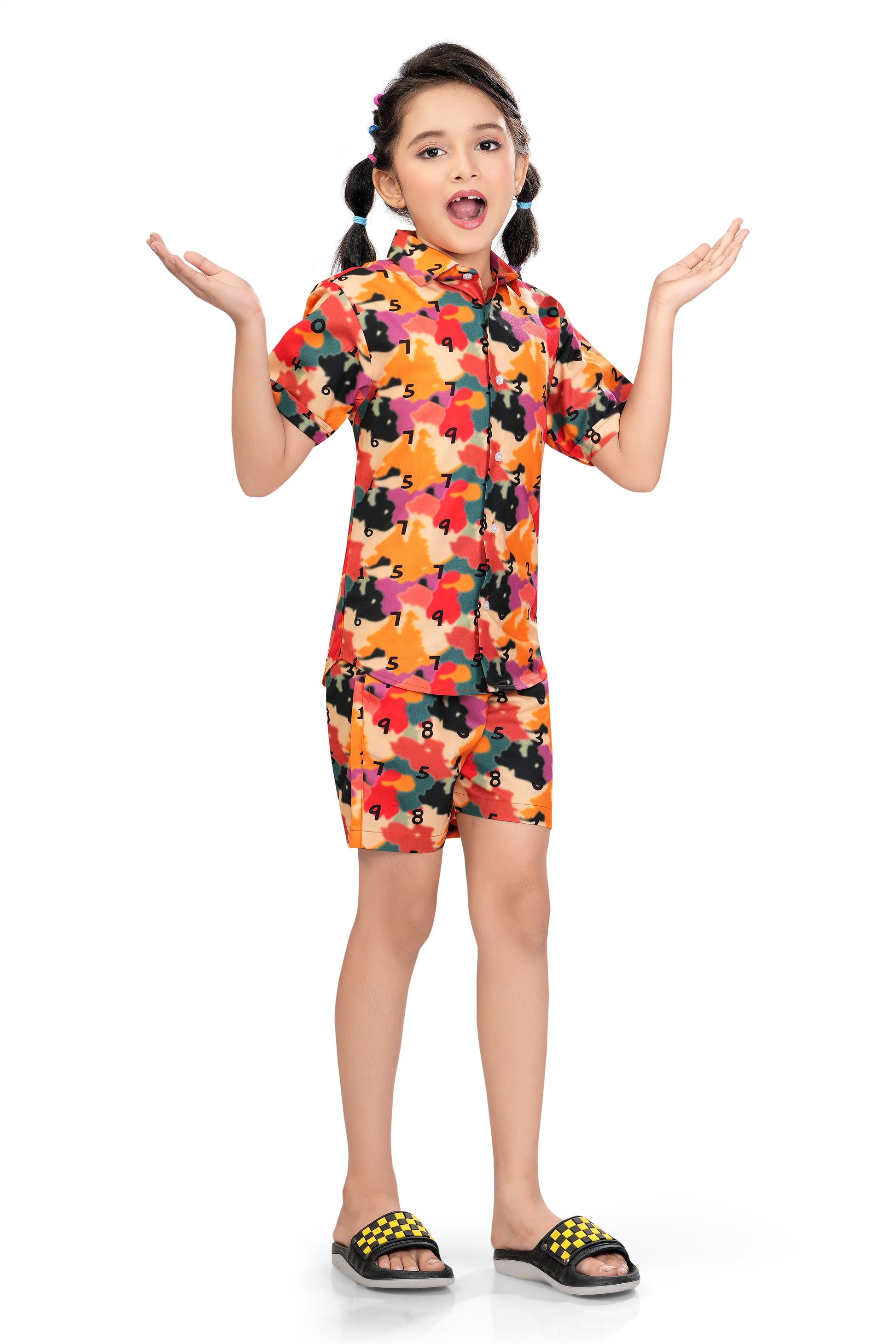 Multicolor-camouflage-Printed-Girls-Cotton-Co-Ord-Set-Stylish