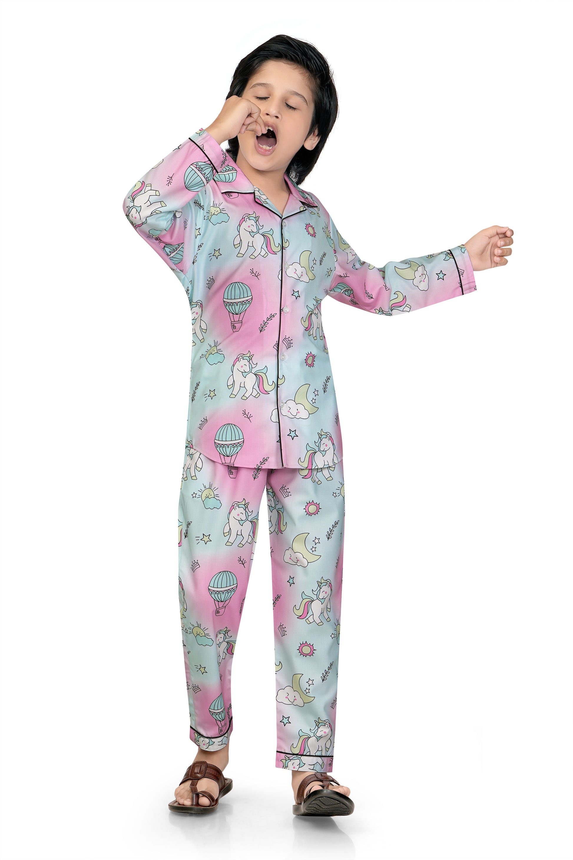 Pink-and-Blue-Unicorn-Printed-Cotton-Nightsuit-Set-Club96