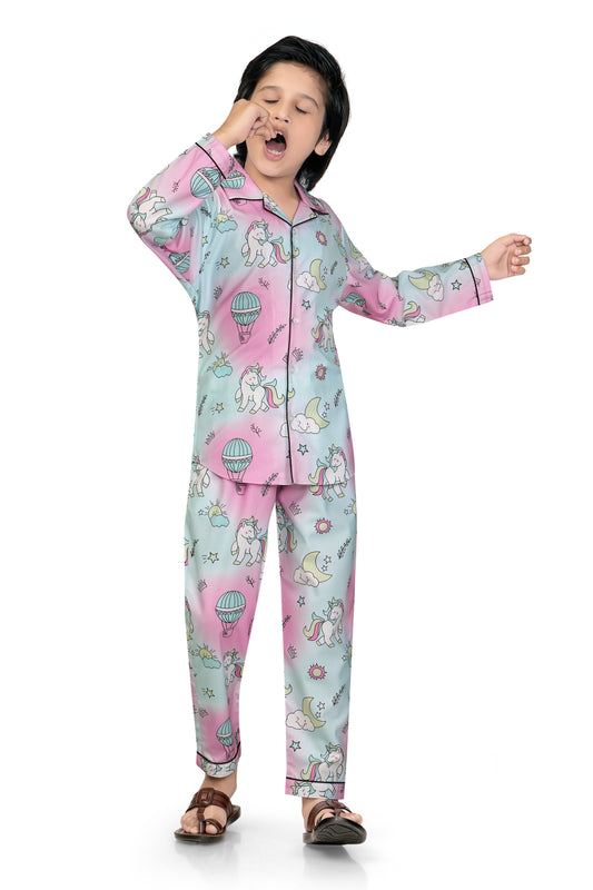 Pink-and-Blue-Unicorn-Printed-Cotton-Nightsuit-Set-Club96