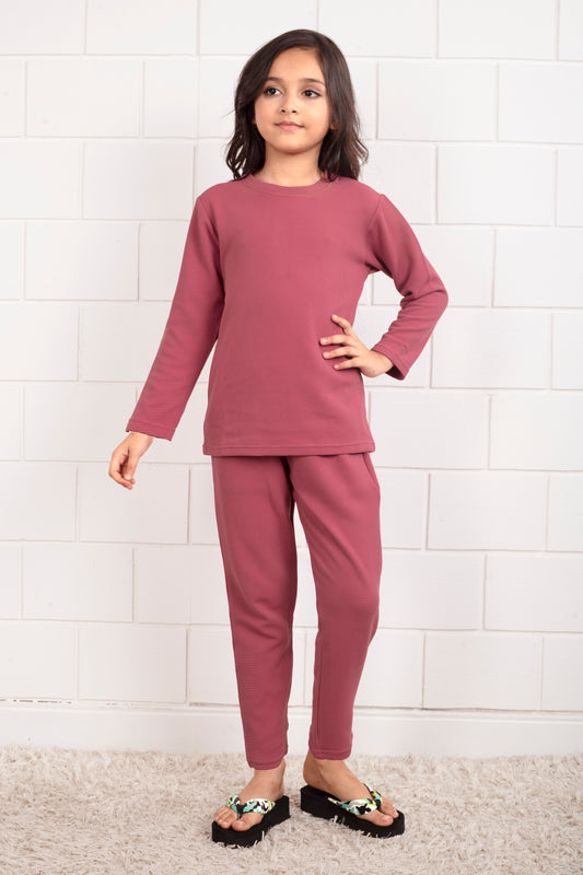 Pink_waffle_cotton_cute_pajama_sets_for_Girl 