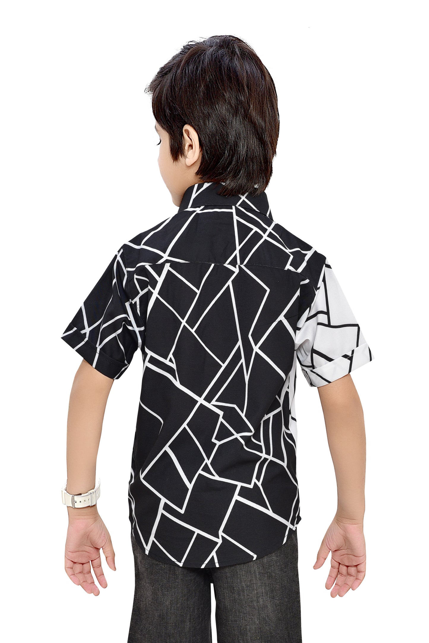 Black & White Printed Half Sleeve Shirt