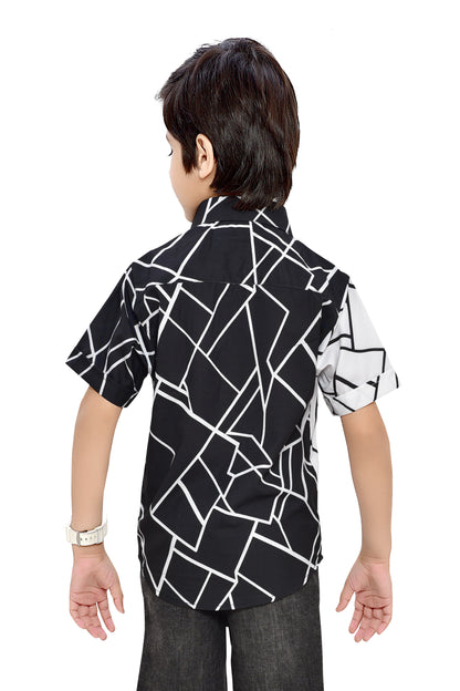 Black & White Printed Half Sleeve Shirt