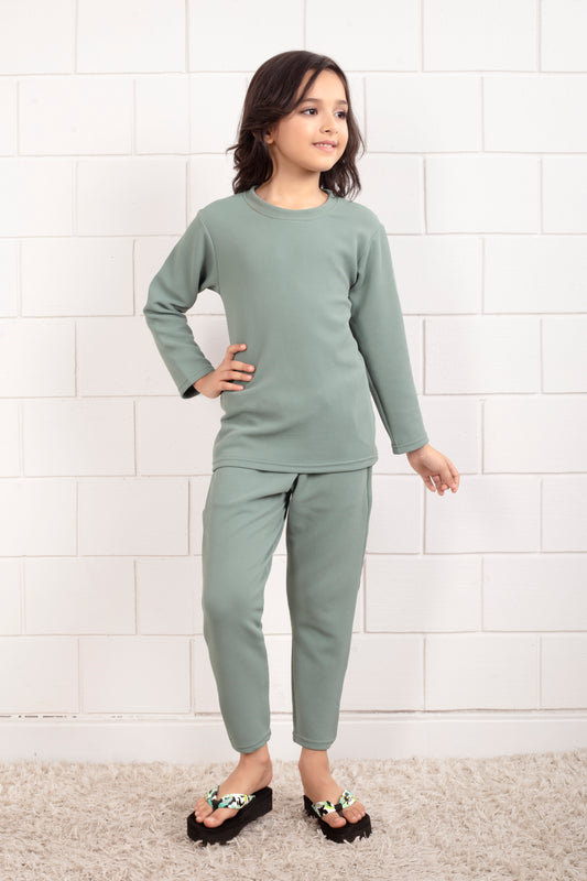 Pure_Cotton_Waffle_Light_Green+Pajama_for_Girl 