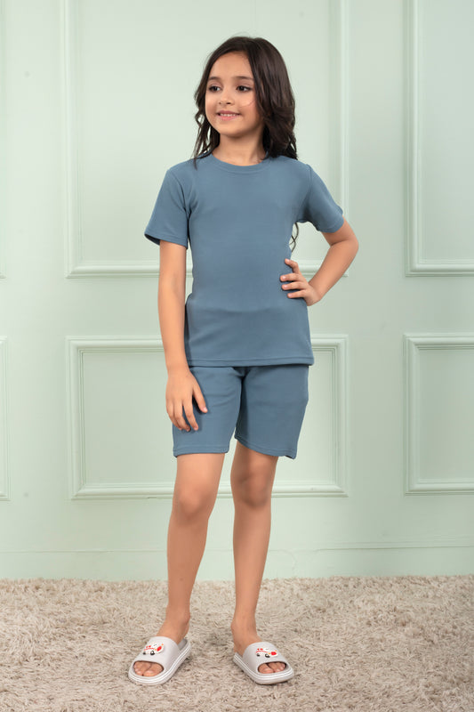 Sky_Blue_Pure_waffle_Cotton_Girls_shorts_and_top_set